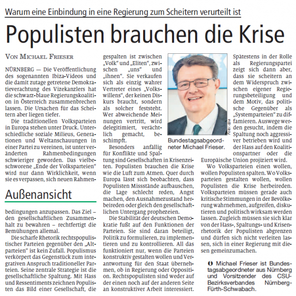 Populisten brauchen die Krise